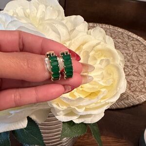 Elegant Green and Gold Earrings